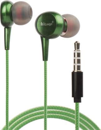 Hitage Wired Earphones with mic Super Extra Bass HB-131 Plus Wired Handsfree (Black, in The Ear) (Green)