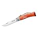 Opinel No 07 Trekking Series Stainless Steel Folding Everyday Carry Pocket Knife with Virobloc Safety Locking Ring and Leather Lace - Tangerine Beech Handle