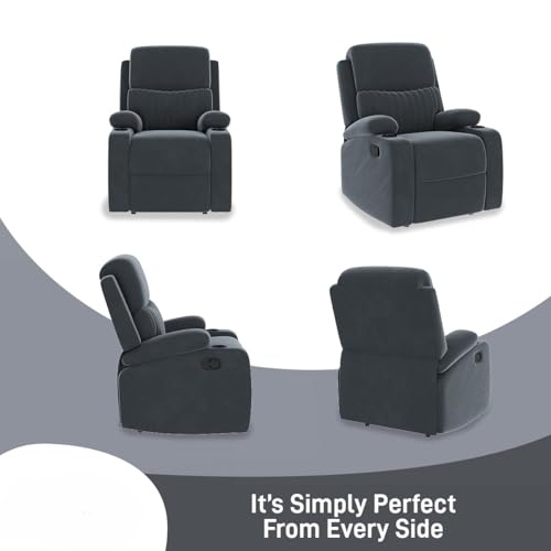 Image of Amazon Brand - Solimo Orleans | Single Seater Sofa Recliner | Manual Recliner (Velvet Grey)