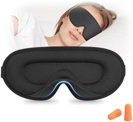 Weighted Sleep Mask, Women Men 3D Blocking Lights Sleeping Mask , Pressure Relief Night Sleep Eye Mask With Adjustable Strap, Eye Cover Blindfold For Travel Nap Yoga, Black - View #5
