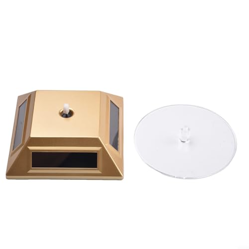 Rehoetom Soporte giratorio de joyería con tocadiscos de 360 grados alimentado por energía solar, vitrina giratoria de plástico para joyas, relojes, teléfonos móviles, para productos de cristal y