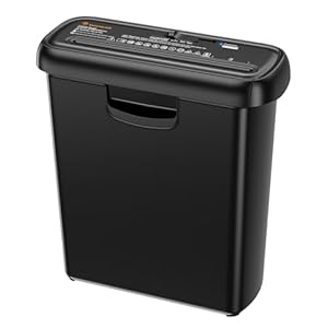 Bonsaii Trituradora de Papel y Tarjetas, con Corte en Tiras y contenedor Desmontable, hasta 6 Hojas, Nivel de Seguridad P2, Capacidad de 9 litros, destructora de Papel para casa(S123-A)