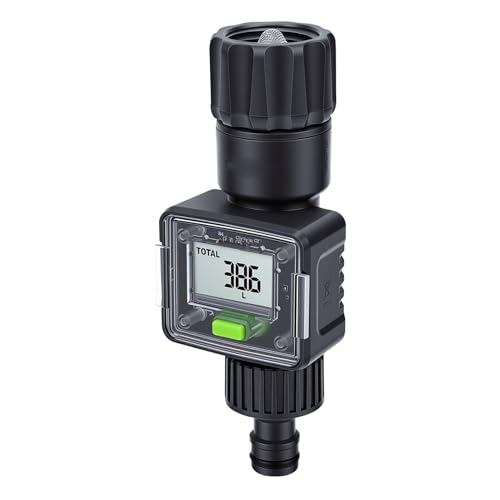 Medidor de flujo de agua digital SIXRUN con 4 modos y entrada de latón para mangueras 3