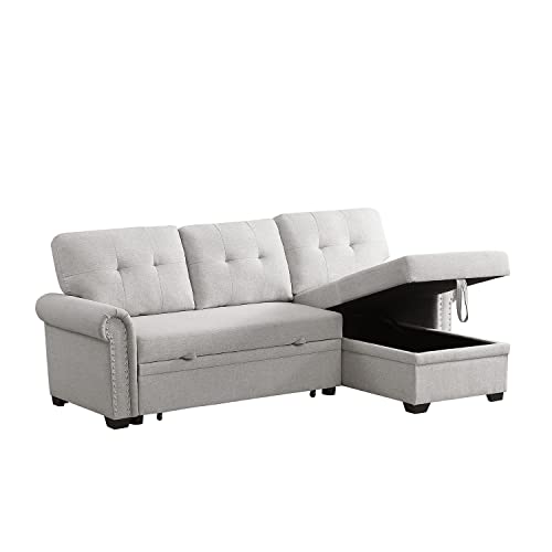 Alexent 3-Seat Classic Fabric Convertible Sleeper Sectional Sofa with Pull-Out Bed, Storage Chaise Lounge Space Saving for Apartment, Living Room, Home Office, Guest Room -Light Gray Alexent 3-Seat Classic Fabric Convertible Sleeper Sectional Sofa with Pull-Out Bed, Storage Chaise Lounge Space Saving for Apartment, Living Room, Home Office, Guest Room -Light Gray