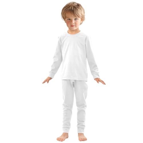 White Long Sleeve Pajamas Set Sleepwear Jammies 2pcs Set Pjs White