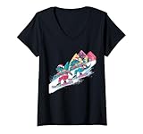 Photo Gallery donna dinosauri funny snowboard vintage mountain mens womens ki maglietta con collo a v Photo Gallery donna dinosauri funny snowboard vintage mountain mens womens ki maglietta con collo a v
