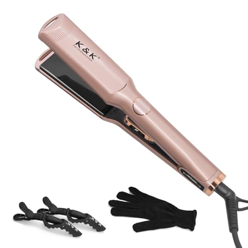 Mini 1/2 inch Flat Iron LED Display Tourmaline Titanium Ceramic Plate 4D 360°Swivel Small Hair Straightener for Woman Short Hair Adjustable Temperature Dual Voltage Auto Shut Off (Rose Gold, 1.5 Inch)