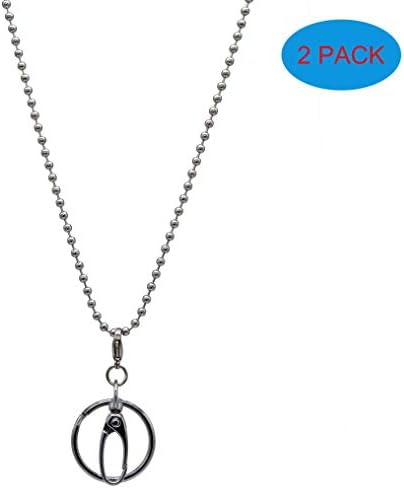 304 Stainless Steel Ball Chain Necklace Lanyard Women Fashion Jewelry Silver Beaded Lanyards for ID Badge Holder (2 Pack)