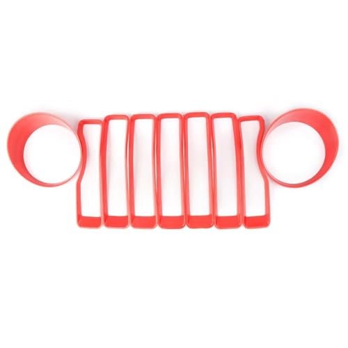 Parrilla Para Jeep Para Wrangler JL 2018 Modelos 2 Puertas Y 4 Puertas Parrilla Delantera Coche Inserto Parrilla Bisel Embellecedoras Piezas Rejillas(Rojo)