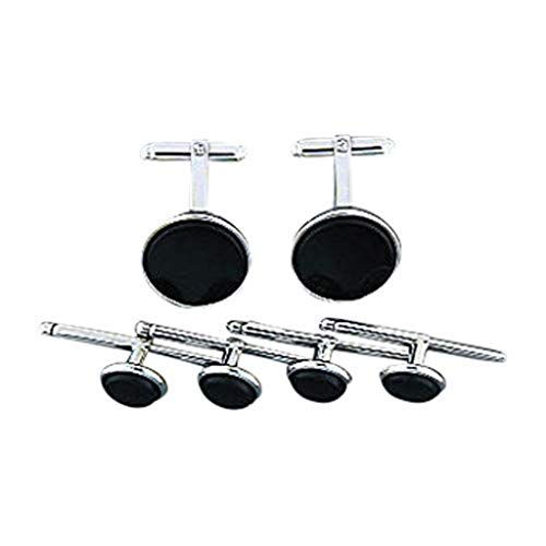 Men's Black Onyx Cuff Links And Stud Set (SS801500)