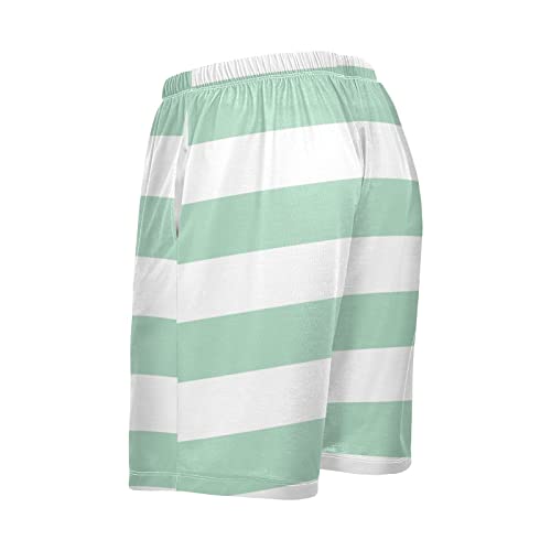 Blue And Red Horizontal Stripe Fashion Striped Pattern Men's Pajama Pants Shorts Sleepwear Lounge Pajama Bottoms4