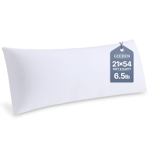Leeden Full Body Pillow for Adults Firm and Fluffy Long Pillow Insert Breathable Pillow for Side Sleepers and Bed Support20x54 White