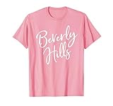 Beverly Hills Script Text Pink with White Print T-Shirt