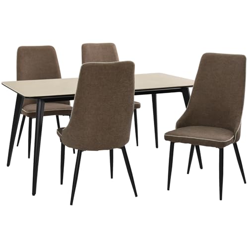 �^�}���r���O(Tamaliving) �_�C�j���O�Z�b�g �Z��&�V�F�� �Z���~�b�N�e�[�u��:�x�[�W�� ��150cm �`�F�A:�u���E�� �Ζڒ� �嗝�Β� �_�C�j���O�e�[�u�� [5�_�Z�b�g] 50001606-1611