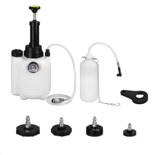 Hipzeepo Kit de Purga de Frenos Manual para Coche con Bomba de Vacío, Cambiador de Presión y Botella de 3 L de Líquido de Frenos y Aceite de 1 L.
