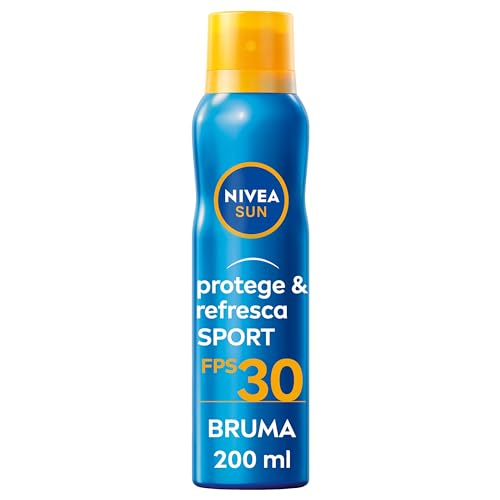 NIVEA SUN Protege & Refresca Spray Bruma Solar FP30 (1 x 200 ml), protector solar en spray transparente, refrescante y resistente al agua