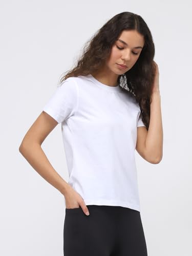 Image of NOBERO 100% Cotton T-Shirts for Women Stylish | Regular Fit | Solid T Shirts for Women 180 GSM Combed Cotton | Crew Neck Half Sleeve