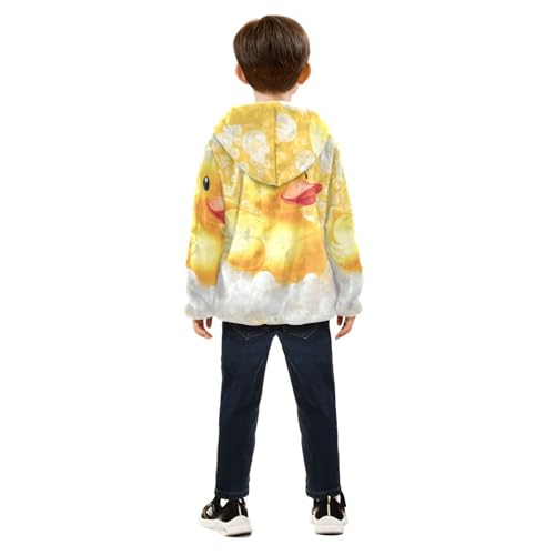 Rubber Duck Toy and Soap Bubbles Girls Fleece Jacket Girls Fall Jacket Girls Zip Up Hoodie Girls Sherpa Jacket 2-10T4