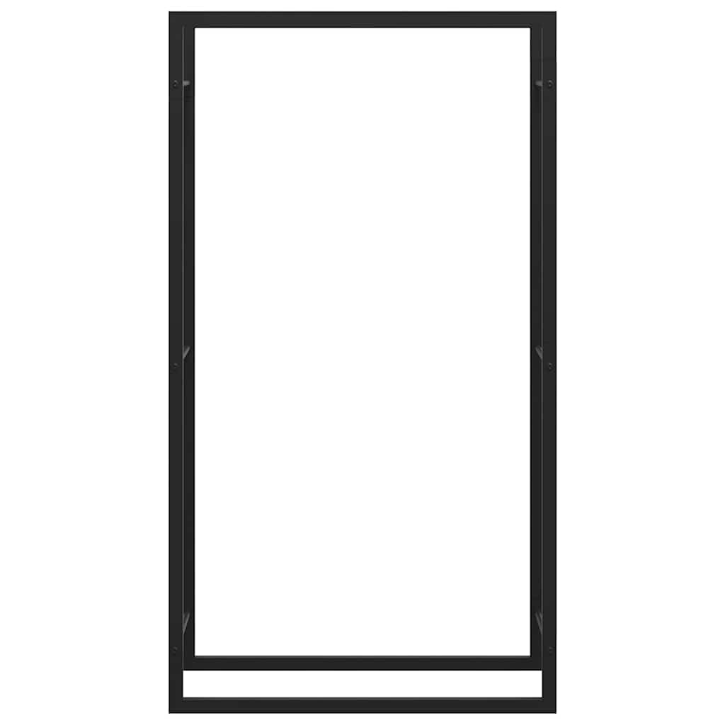 Étagère à bûches de chauffage en acier noir mat - 80 x 28 x 154 cm - Robuste - Avec fixation murale pour le stockage du bois sec - Support à bûches - Panier à bois idéal pour le salon