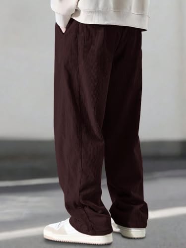 Image of Pinkmint Men's Poly Lycra Ribbed Relaxed Fit Stretchable & Comfortable Trouser | Flexible Elastic Waist with Drawstring Lower for Man