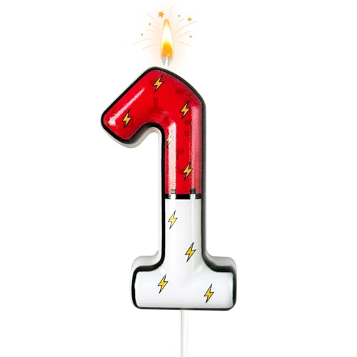 laackys Cartoon White and red Lightning Cake Candle Digital Anime Cartoon Birthday Candle Cake Decoration Animation Birthday Decoration Party Supplies (1)