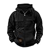 Black Hoodie Men's Cargo Case Hoodies for Men Zip Pocket Hoodie Drawstring Casual Loose Fit Hoodie Pullover Tops Sportswear Men, black, 3XL #3
