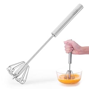 Newness Egg Whisk, Stainless Steel Semi Automatic Whisk Blender for Home -Versatile Tool for Egg Beater, Milk Frother, Hand Push Whisk – Kitchen Utensil for Blending, Whisking, Beating & Stirring