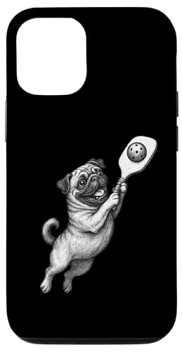 Pug Playing Pickleball Deportes Perros Amante Carcasa para iPhone 12/12 Pro