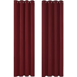 Cortinas Lisas Para Dormitorios Deconovo Cortina Salon Opacas Dormitorio Moderno con Aislamiento Térmico Color Liso Decoración Hogar 2 Piezas 140 x 245 cm Rojo Oscuro