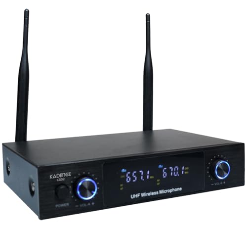 Image of Kadence KB02 Jamming Series Dual Channel UHF Wireless Mic | 2 Handheld Mic with Anti-Roll Grips | 48 Preset Frequency Range | Separate Volume Control | Ideal for Singing, Speech & Events | Black
