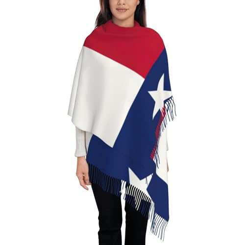 Flag of Texas Print Winter Scarf for Women - Faux Wool Shawl - Black, Multicolor