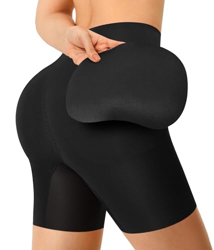 Nebility Women's Butt Lifting Shapewear - Built-in Hip & Butt Pads Mid-Rise Padded Shaper Shorts...