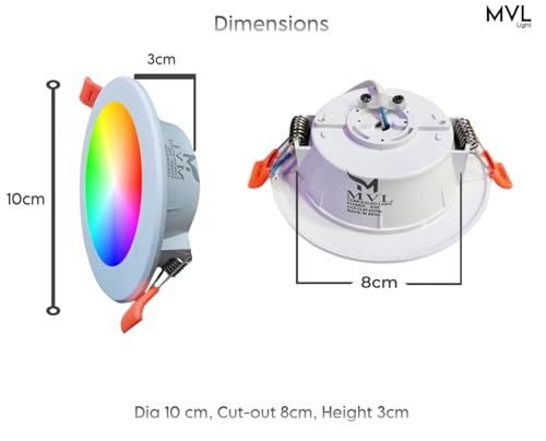 Image of MVL 9 Watt LED Regular Size Round Down Light | Celing Fixture Lamp ((Red /Pink /Blue /Yellow /Violet /Green /Sky Blue /White, Pack of 16)