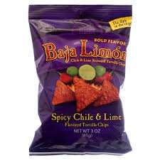 El Sabroso Baja Limon Chile & Lime Flavored Tortilla Chips 3oz bags (3 pack)