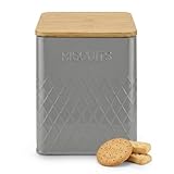 Besto Barattolo per biscotti ermetico, con coperchio in acciaio inox e chiusura ermetica, barattolo per biscotti per conservare biscotti e fette biscottate (quadrato grigio)