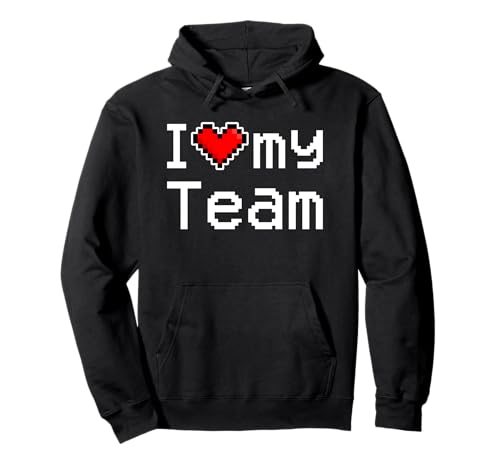 I Love My Team, Amo a mi equipo, Pixel Heart, Retro Gamer Sudadera con Capucha