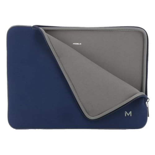 Funda de neopreno MOBILIS para ordenador de 14 a 16 pulgadas en color azul marino y gris