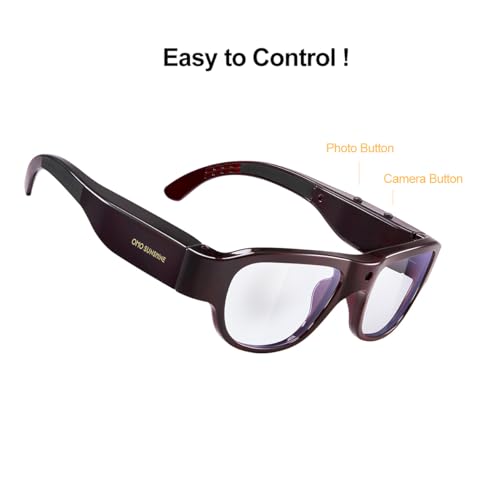 Image of OhO Camera Sunglasses, 32GB HD Outdoor Sports Action Camera with Built in 16MP Camera and Protection Safety Lens, Brown Frame-Blue Light Transitional Lens, 1920X1080