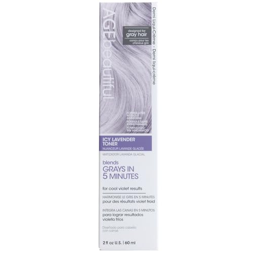 AGE beautiful Icy Lavender Demi Hair Toner 5-Minute Cream Toner to Blend & Enhance Gray Hair with Cool Violet Tones Eliminates Brass Ammonia-Free Professional Salon Color