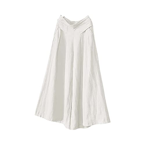 Baumwoll Und Leinenrock Für Damen Lockerer Sommer Dünne Weit...