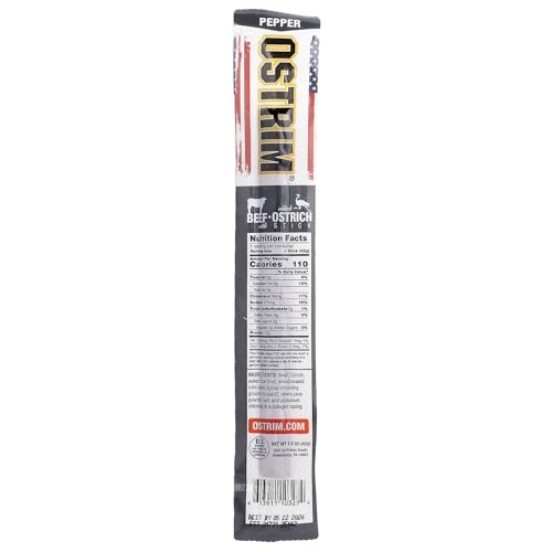 Ostrim Beef/Ostrich Peppe Size 1.5z Ostrim Beef/Ostrich Pepper Snack Stick 1.5z
