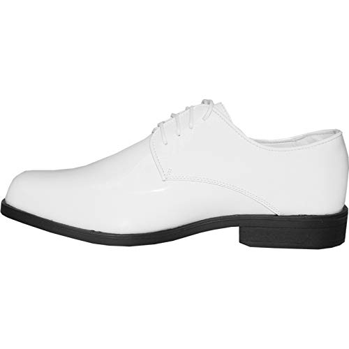 Image of VANGELO Men Dress Shoe TAB and Tux Oxford Formal Tuxedo for Prom Wedding Uniform Medium and Wide Width Black Grey Ivory White Patent