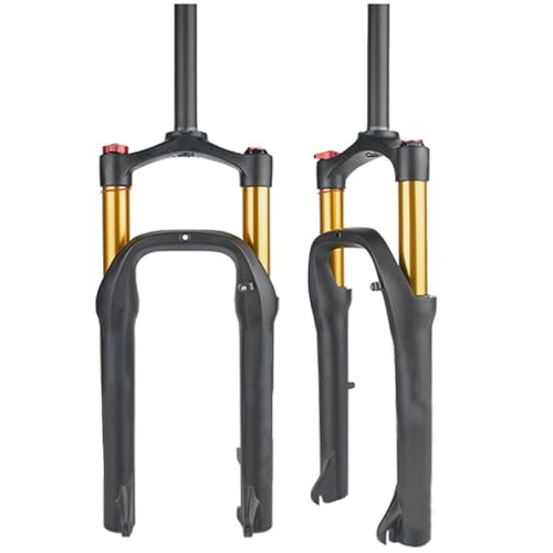 HSQMA Fatbike-Gabel 20 Zoll Luft Federgabel Federweg 100mm 28,6 Mm Gerade Vorderradgabel Manuelles Lockout, Für 4,0"-Reifen Schnee Strand E-Bike (Color : Black Gold)