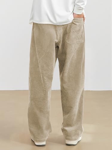 Image of JMIERR Mens Corduroy Pants Wide Leg Baggy Sweatpants | Loose Fit Joggers, Elastic Waist Drawstring, Casual Sweatpants, Vintage Pants, Fall Winter Fashion, Streetwear