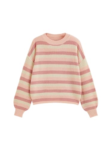 Image of CIDER Women's Cropped Striped Sweater Long Sleeve Crew Neck Trendy Pullover Tops
