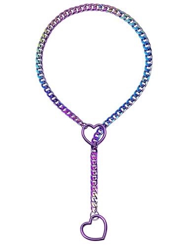 Slip Chain Necklace For Women, Black Heart O-Ring, Cuban Long Necklace Jewelry, Lariat Y-Necklace