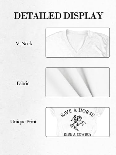 Eatbook Western Shirts for Women V-Neck Cow Skull Graphic Vintage Tees — view 5