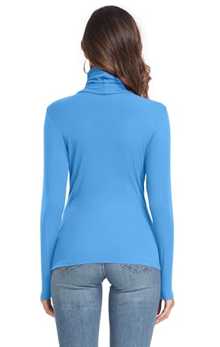 Image of Women's Long Sleeve Casual Lightweight Turtleneck Top Slim Fit Thermal Active Layer Shirts