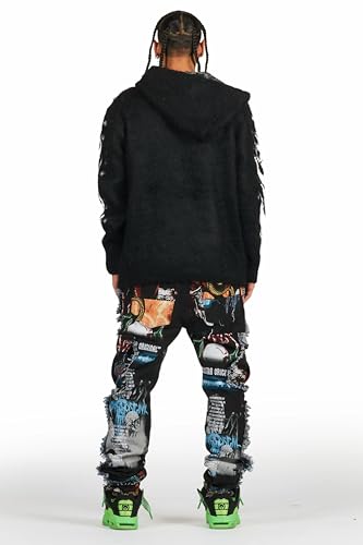 Men's Zarin Black/Multi Tapestry Slim Fit Jean3