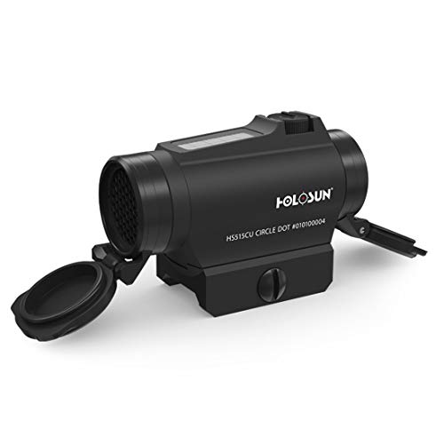 Preisvergleich Produktbild Holosun HS515C-U Rotpunkt Visier, wechselbares 2MOA Punkt, 65MOA Kreis Absehen, Solarzelle, schwarz, Picatinny / Weaver QD-Montage, Jagd, Sportschießen, Softair, Tactical MICR - 70127317
